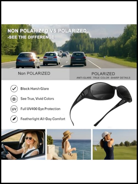 Fit Over Polarized Sunglasses Oversized UV400 Wrap Around TR90 Driving main image 5